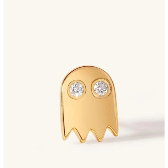 Mismatch 14k‎ Gold Filled Pac-Man Diamond Accent Stud Earrings - Picture 5 of 10